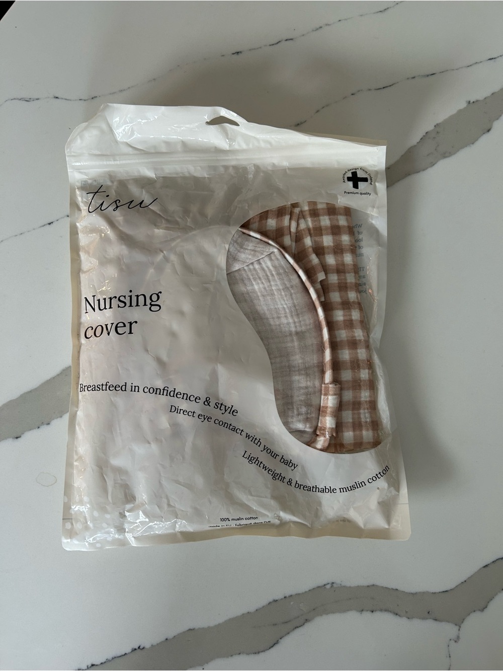 Tisu Muslin Machine Washable Nursing Cover in Beige Gingham